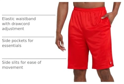 Champion mens 9" Shorts, Mesh Shorts, 9", Mesh Basketball Shorts, Mesh Gym running shorts, Crimson-407q88, Small US - image 4