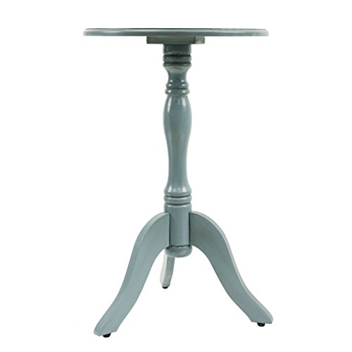 Decor Therapy Simplify Pedestal Accent Table, Antique Arctic Blue