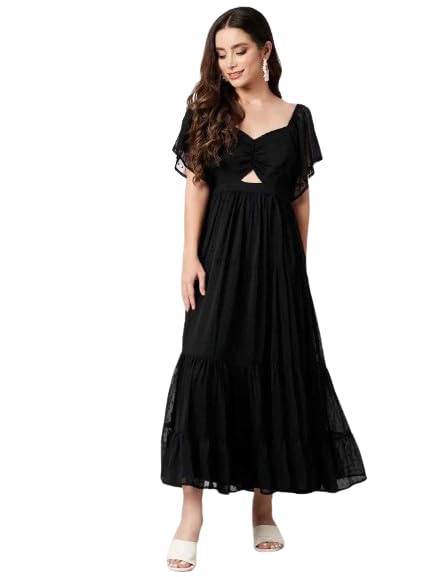 Enterprises Himani Women's Georgette Fit & Flared Western A line Gown Exclusive Bollywood Regular Sleeves Casual Dress for Women's & Girl's-image-28