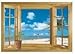 1 X Ocean View Faux Window Beach Tropical Blue Sea Removable Wall Decor Decal Stickers
