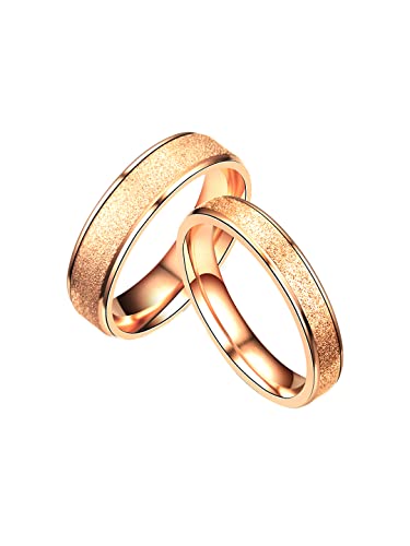 Yellow Chimes Couple Rings Stainless Steel Rose Gold Stardust Wedding Bands Couple Rings for Women and Men