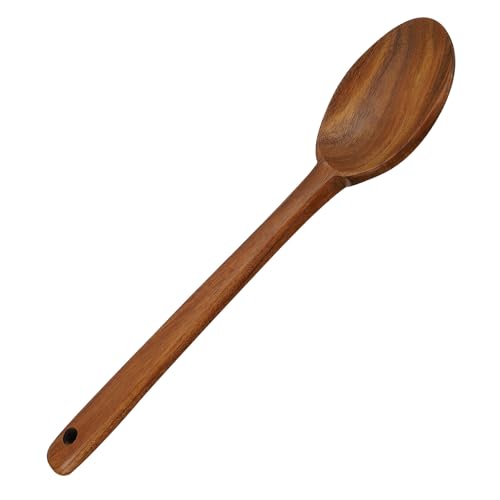 FRCOLOR Cucharón de Madera Natural para Cocinar y Servir en Hogar, Utensilios de Cocina de Madera de Teca para Sopa y Salsa
