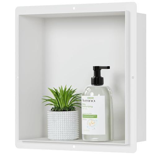 Neodrain Stainless Steel Shower Niche, White Insert Storage Shelf, (12' X 12' X 4'), Tile Recessed...