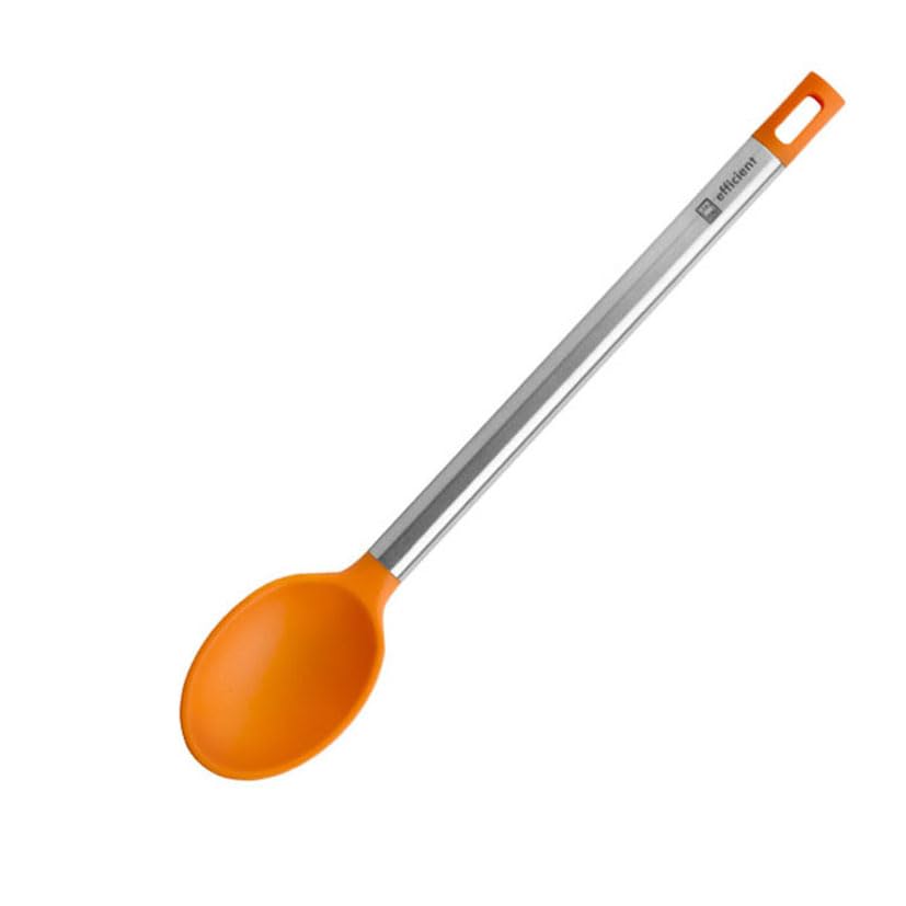 BRA Efficient | Cuchara de Cocina, Acero inox, Nailon y Silicona, 35 cm | Nailon y Silicona, Naranja, 35 cm