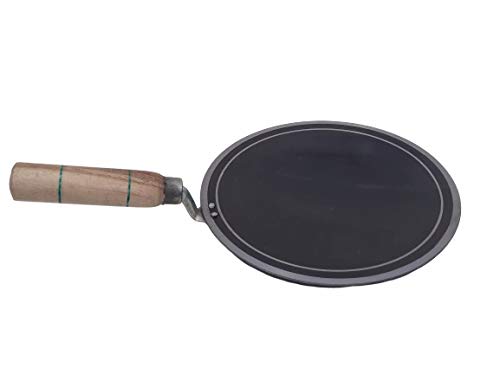 LooksGood 100% Iron Roti tawa with Wooden Handle Combo (Pack of 2), 2 mm Thick Tawa, 24.5 cm Diameter (Iron) 3