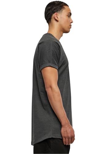 URBAN CLASSICS Camiseta básica de manga corta holgada, cuello redondo, de algodón, extra larga, con doblez en las mangas, de hombre, moderna, color gris, talla XXL