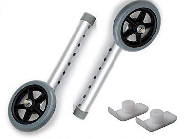 HEALTHLINE Walker 5 Inch Wheels and Walker Glides, Universal Healthline, Lumex, Drive Medical Walker Wheels Replacement Parts - Walker Ski Glides and 5 Inch Walker Wheels