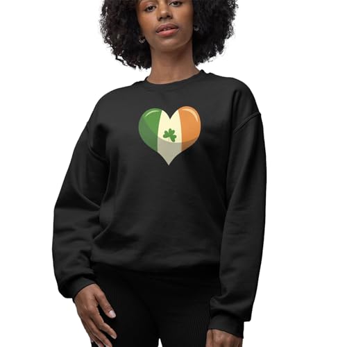 Ireland Flag in Heart Sweater, St Patricks Day Sweatshirt, Irish Pullover Jumper for Men Women White3