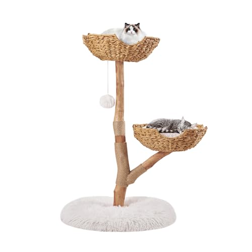 Unipaws Wood Cat Tree Tower for Large Cats 20lbs, Updated Enlarge 24