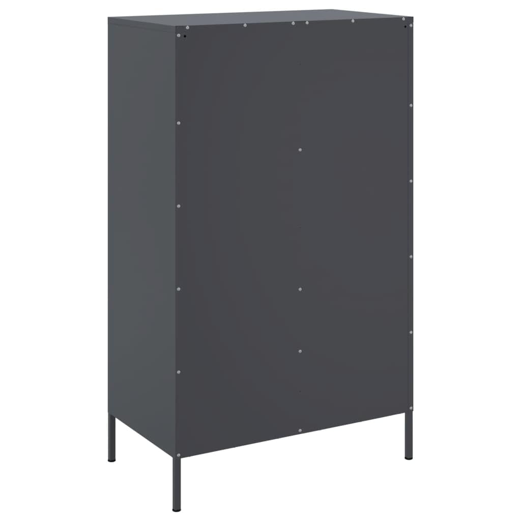Armario robusto de acero de estilo industrial con 6 compartimentos para salón, color antracita y acero
