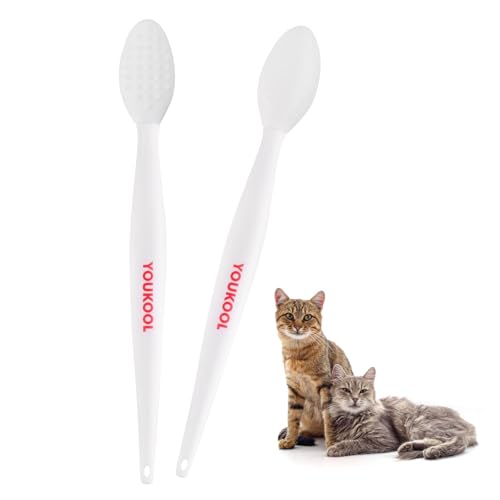 Image of 2PCS Pet Black Seed Brush for Cat Chin Acne & Blackhead Removal | Silicone Double-sided Grooming Brush for Acne Treatment | Acne Removing Tool|Cat Grooming Essentials,White