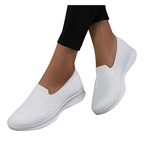 Yanzhenglip Women's Comfort Slip On Fashion Black Walking Runing Sneakers Flat Shoes Womens Comfort Lightweight Breathable Sock Shoe Non-Slip Mesh Casual Fashion Tennis Sneakers