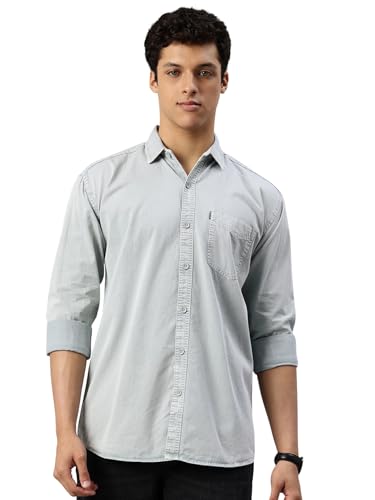 Image of Majestic Man Men's Washed Cotton Twill Casual Shirt - Comfort | Pure Cotton | Slim Fit | Full Sleeve | Casual Wear