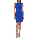 DKNY Women's Desk to Dinner Jewel Neck Dress,Cobalt, 12