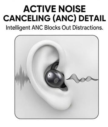 Image of OWS Open Ear Clip-On Wireless Earbuds, Black, 48 Hours Playtime, Bluetooth, with Charging Case /Vel Mobile Solution