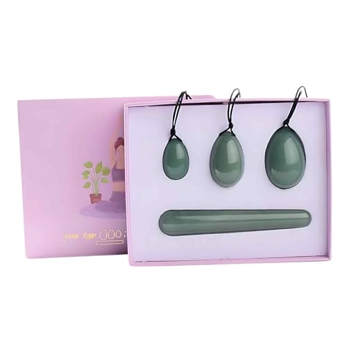 Aventurine Womb Egg Set Natural Eggs Women Kegel Exercise Tightening Ball Massage Feminin Energy Egg Wand Jade Massager (Green Aventurine, 4pc)