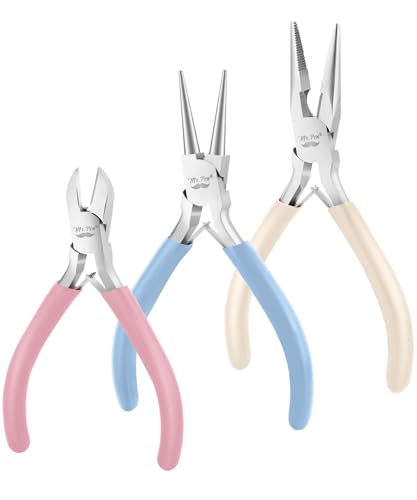 Mr. Pen- Jewelry Making Kit, 3 Pack Pastel Color Pliers, Mini Wire Cutters, Chain Nose and Craft Pliers for Earrings and Jewelry