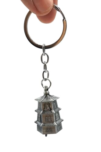 Image of Classic Antique Tibetan Temple Bell Shaped Keyring for Gift Gaurdian bell for Car Bike Bags Metal Key ring Key Chain Bag Charm Gift