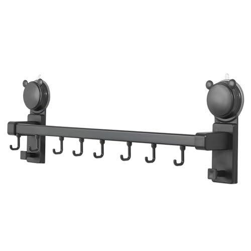 Luxshiny Suction Cup Coat Hook: Utensil Accessory Hanger for Towel - No Drilling Rail for Shower Wall Door Bathroom Kitchen Glass Tile
