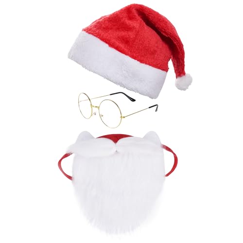 choyaxo Santa Costume Accessory Including Christmas Hat Face Mask glasses for Men Women Christmas Cosplay Dress up