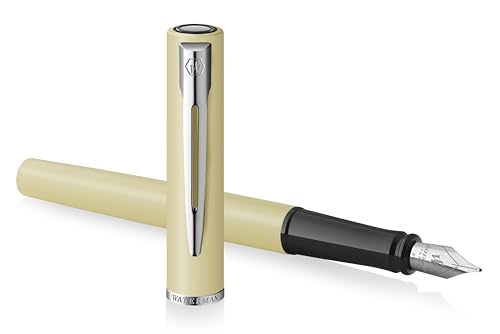 Waterman Allure Premium Fountain Pen | Yellow Pastel Lacquer with Chrome Trim | Fine Nib | Black Ink | Gift Boxed