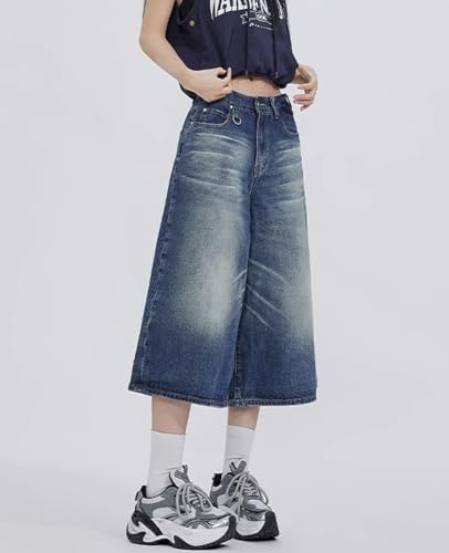 Baggy Wide Leg Cropped Jeans for Women Men Low Waist Jorts Y2k Casual Denim Pants Grunge Summer Clothes.3