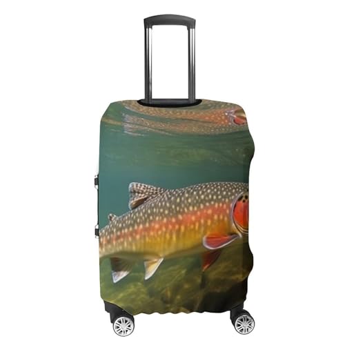Brook Trout Fly Fishing Luggage Cover, Washable Elastic Suitcase Cover Protector Fit 18-32 Inch Luggage4