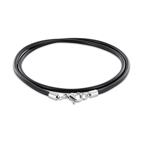 Auroris Halskette/Armband - Kautschukband schwarz Dicke 3mm mit Karabinerverschluss aus 304 Edelstahl - Länge: 45cm Cover
