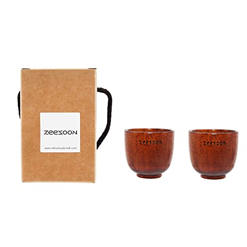 Korean Traditional Handmade Lacquered Wood, Soju Tea Cup 2 Pcs