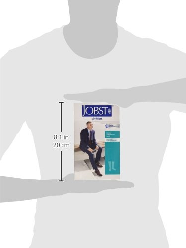 Image of JOBST forMen Knee High 20-30 mmHg Ribbed Dress Compression Socks, Open Toe, Large Full Calf, Black