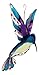 Ebros Gift Artistic Stained Glass Gemstones Purple Blue Hummingbird Copper Metal Hanging Mobile Suncatcher Sculpture 15
