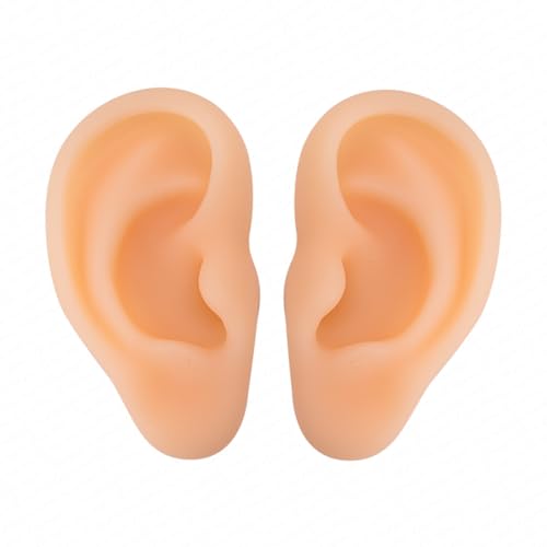 2PCS Realistic Silicone Ear Models – Soft Left & Right Fake Ears for Piercing Practice & Earring Display, Flexible Mannequin Mold for Artists & Retail Showcases (One Pair of Ear#1)