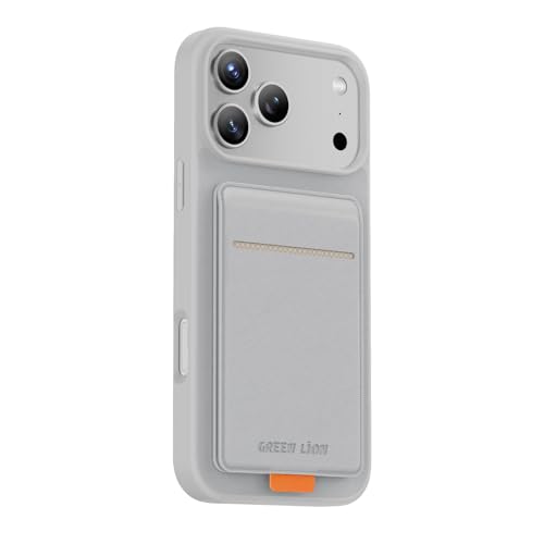 Green Lion Regal Leather Case iPhone 17 Pro [Compatible with MagSafe] With Card Holder Anti Yellowing Anti-Shock/Scratch Camera & Drop Protection Port Protection (Silver)