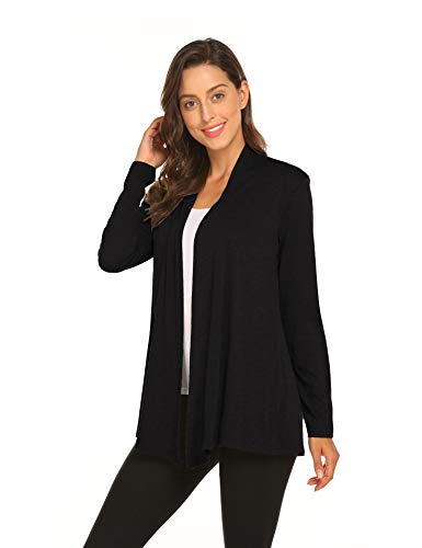 Dokotoo Womens Casual 2019 Stripes Autumn Stand Collar Button Down Open Front Long Sleeve Side Slit Cardigans Fashion Kimono Long Cardigans Dresses Outerwear Grey Small