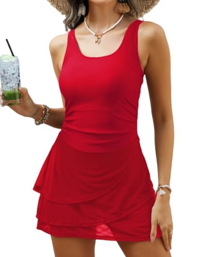 Image of CiCiBird Women One Piece Tummy Control Swimsuit Modest Swim Dress Bathing Suit Skirt Swimwear