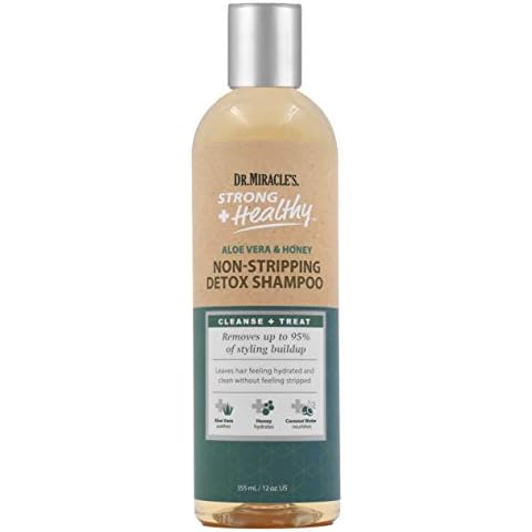 Dr. Miracle's Strong & Healthy Non Stripping Detox Shampoo. Contains Aloe Vera, Honey and Coconut Water to Combat Dryness, Shedding and Breakage to Support Healthy Hair and a Thriving Scalp. 12 oz. Cover