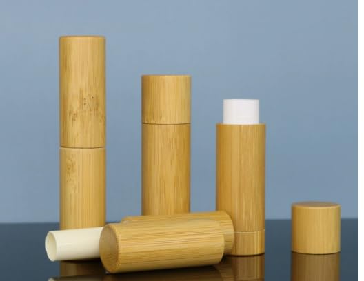 12 fundas vacías para lápiz labial con pegatinas, 5 ml, para bálsamos labiales, de madera, rellenables, vacías, bálsamos labiales caseros