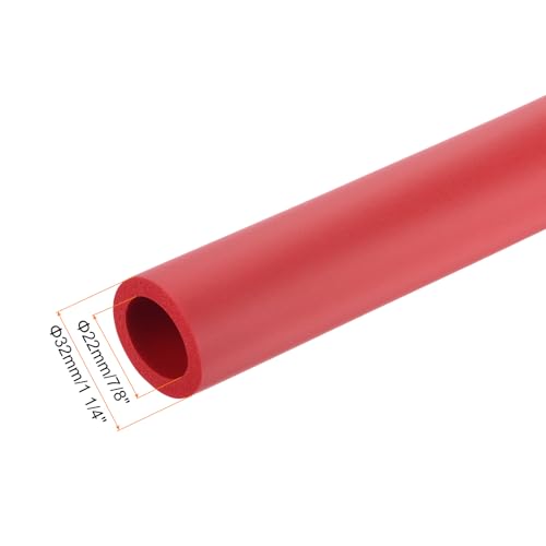 Image of uxcell Foam Tubing for Handle Grip Support,22mm(7 /8 inch) ID 32mm(1 1 /4 inch) OD 0.3 Meter /1ft Length Red