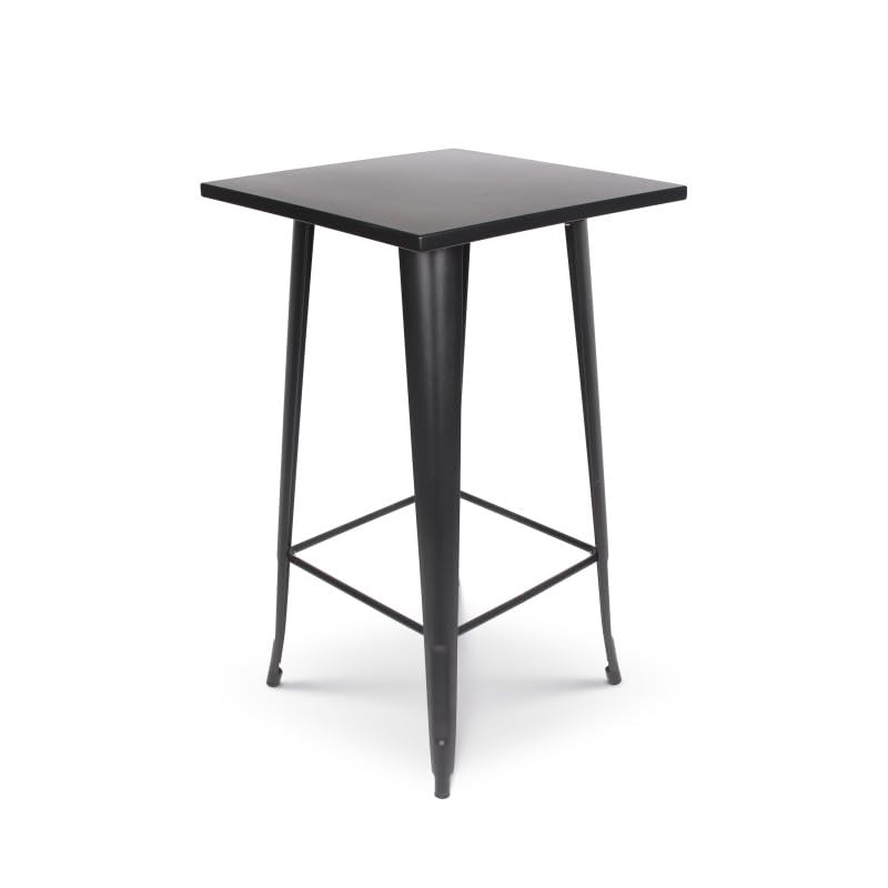 Kosmi Table de Bar Mange Debout Style Industriel en métal Noir Mat - 60x60 cm