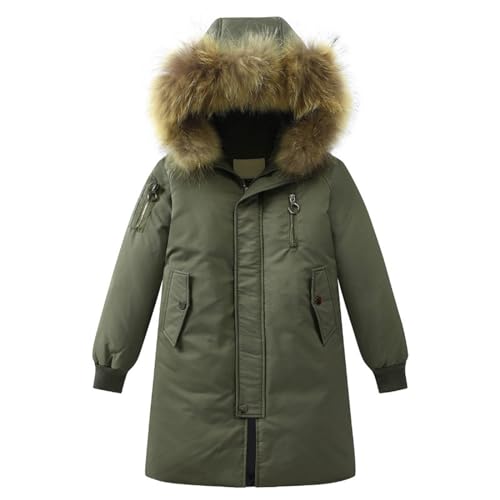 Unisex Long Parka Winter Coat Kids Boys Girls Hooded Down Jacket Warm Puffer Coat Windproof Padded Jacket Outerwear