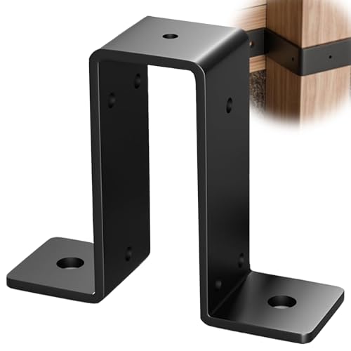 8PCS 2" X 4" Strap Post Ties, Heavy Duty Deck Fence Brackets for 2"X4" Wood Post Beam, Post U Gazebo Mounting Brackets,2mm Thick-Black