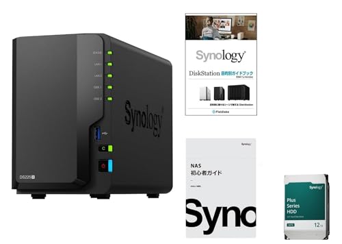 Synology NAS 2ベイ DiskStation DS225+ & Synology HDD 12TB HAT3310-12Tx2台