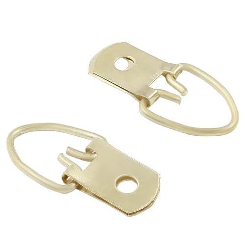 Image of 100 Pack D Ring Picture Hangers, Metal Picture Frame Hangers with Screws, Single Hole Hook for Clocks, Paintings, Decorations(Gold)