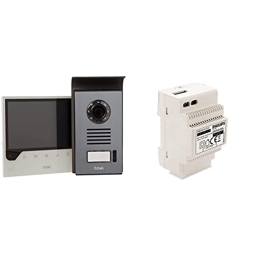 Extel – Visiophone Connect – avec Grand Écran (18cm) et Connecté à Votre Smartphone Android ou Apple & Philips Welcome 531010 Alimentation modulaire, Blanc