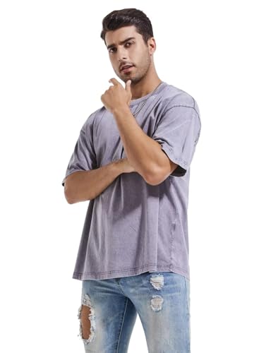 Image of 3 Pcs Men's Oversized Heavy Cotton Summer T-Shirts Vintage Tee Loose Fit Short Sleeve Casual Tshirts for Men Women