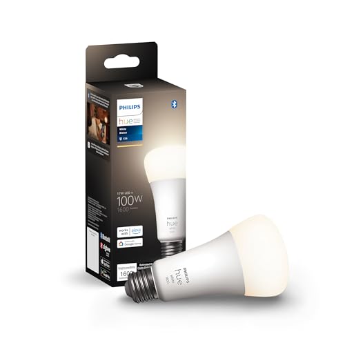 Philips Hue Smart 100W A21 LED Bulb - Soft Warm White Light - 1 Pack - 160LM - E26 - Indoor - Control with Hue App - Works with Alexa, Google Assistant and Apple Homekit by Philips Hue - Used condition - US$13.99
