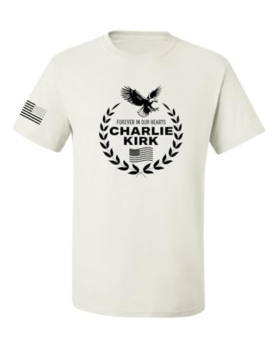 Forever in Our Hearts Charlie Vintage Tee American Pride USA Flag Men's T-Shirt, White, X-Large