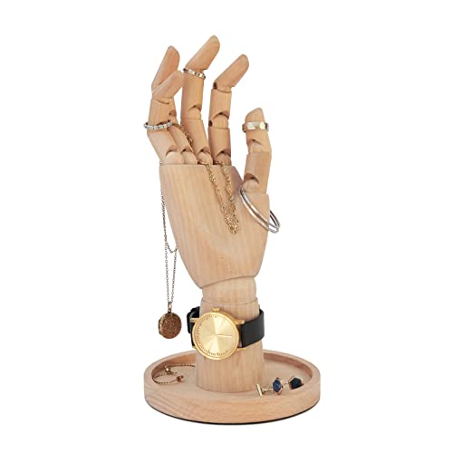 Suck UK Support à bijoux en bois | Organiseur de bijoux pour main et bague | Support de rangement pour décoration de chambre | Mannequin de présentoir pour bague, collier, montre et accessoires Cover