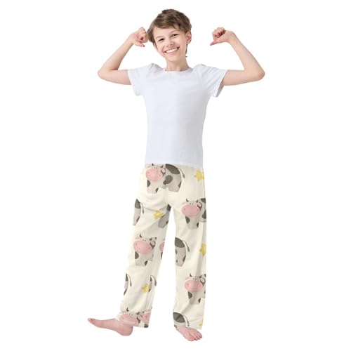 Cow Star Boys Pants Boys Athletic Pants Long Pant for Boywith Pockets Wide-Leg Size 6-14Y3