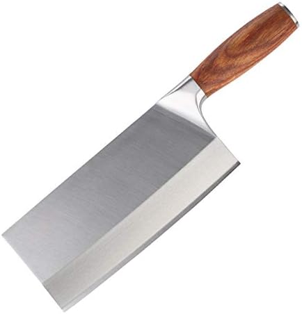 MAYiT Meat Cleaver Knife, Professional 7 inch Chinese Kitchen Knife German Steel Chef Knife Carbon Fiber Kitchen Cooking Knife Kitchen Meat Cleaver Pakkawood Handle